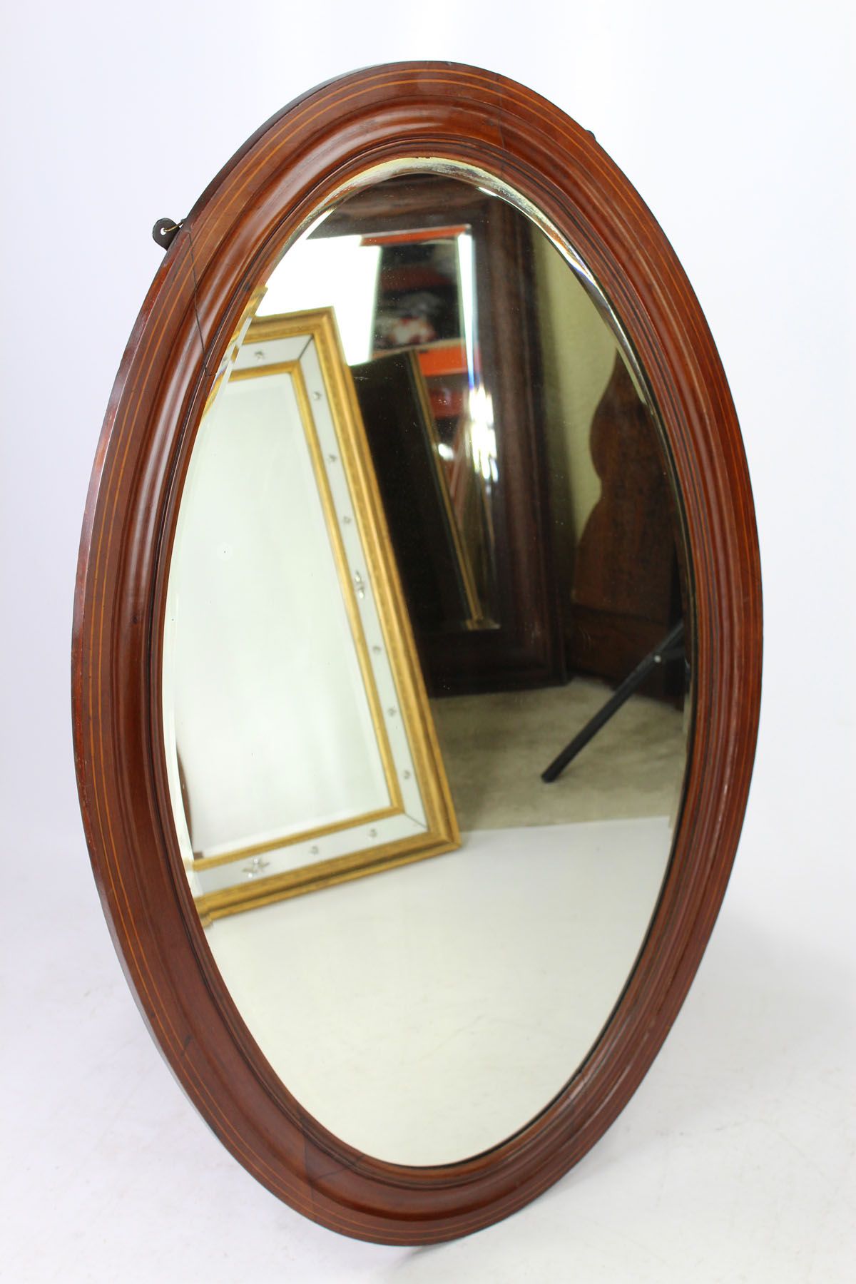 Most Current Large Edwardian Inlaid Mahogany Oval Mirror Throughout Dark Mahogany Wall Mirrors (View 6 of 15)