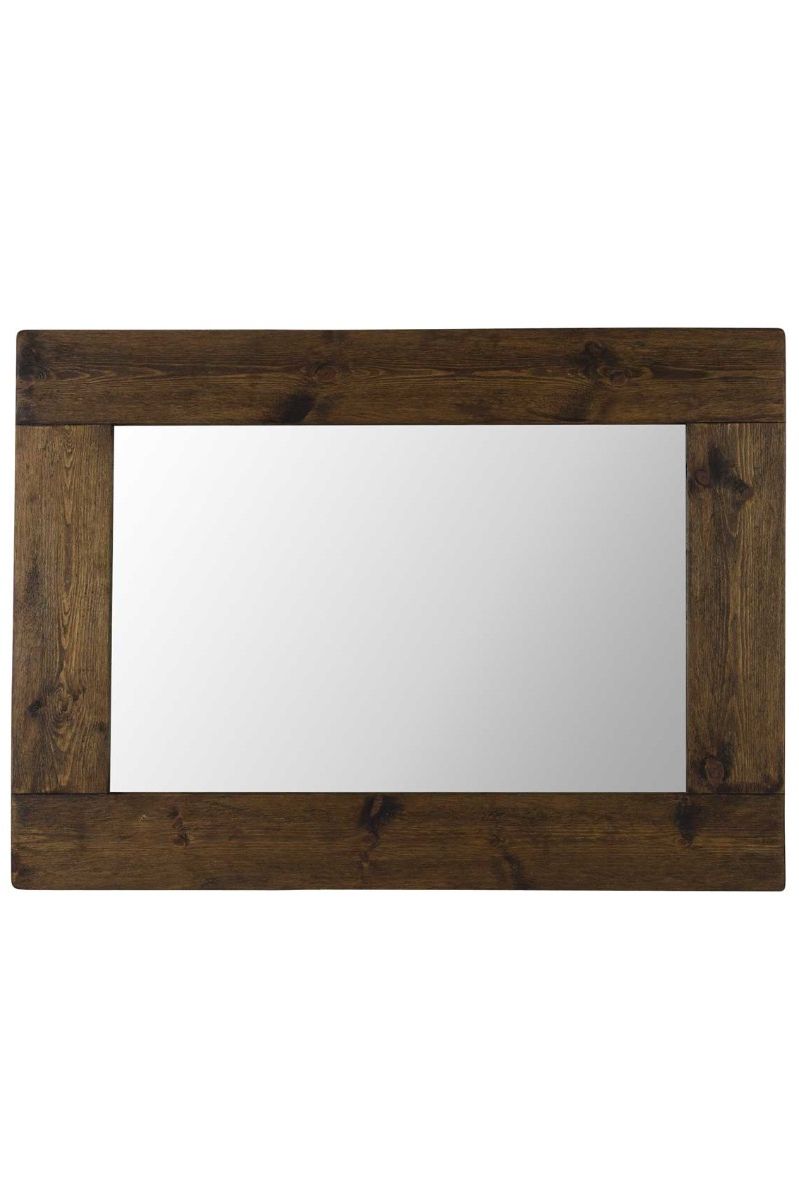 Most Current Large Rustic Natural Solid Wood Brown Wall Mirror 4ft X 3ft 122cm X Regarding Natural Oak Veneer Wall Mirrors (View 4 of 15)