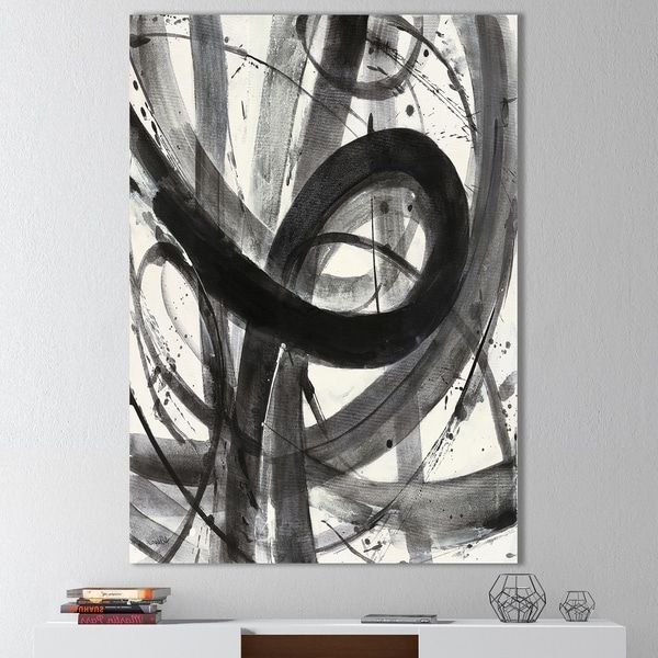 Most Current Shop Designart 'black And White Minimalistic Painting' Modern For Matte Blackwall Art (View 8 of 15)