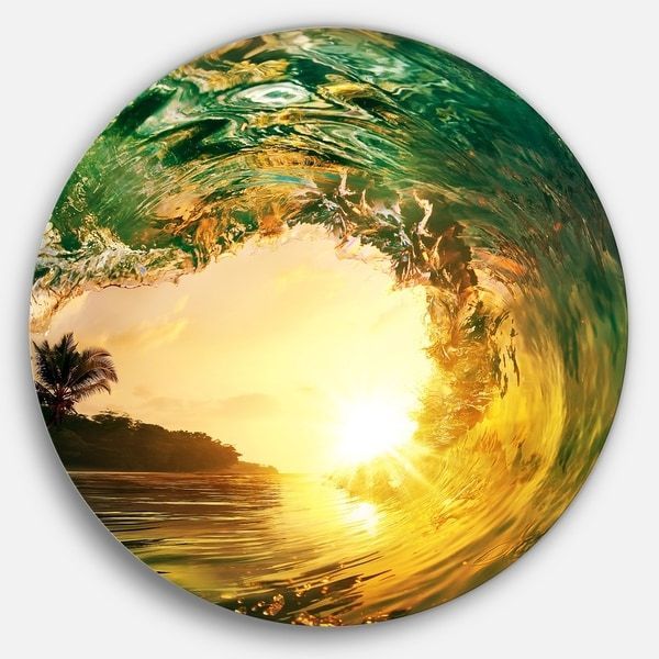 Most Current Shop Designart 'colored Ocean Waves Falling Down Iv' Modern Seashore Within Ocean Waves Metal Wall Art (View 10 of 15)