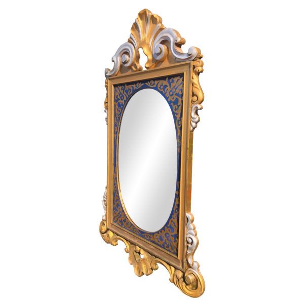 Most Current Vintage French Rococo Victorian Royal Blue & Gold Painted Wall Mirror For Royal Blue Wall Mirrors (View 8 of 15)