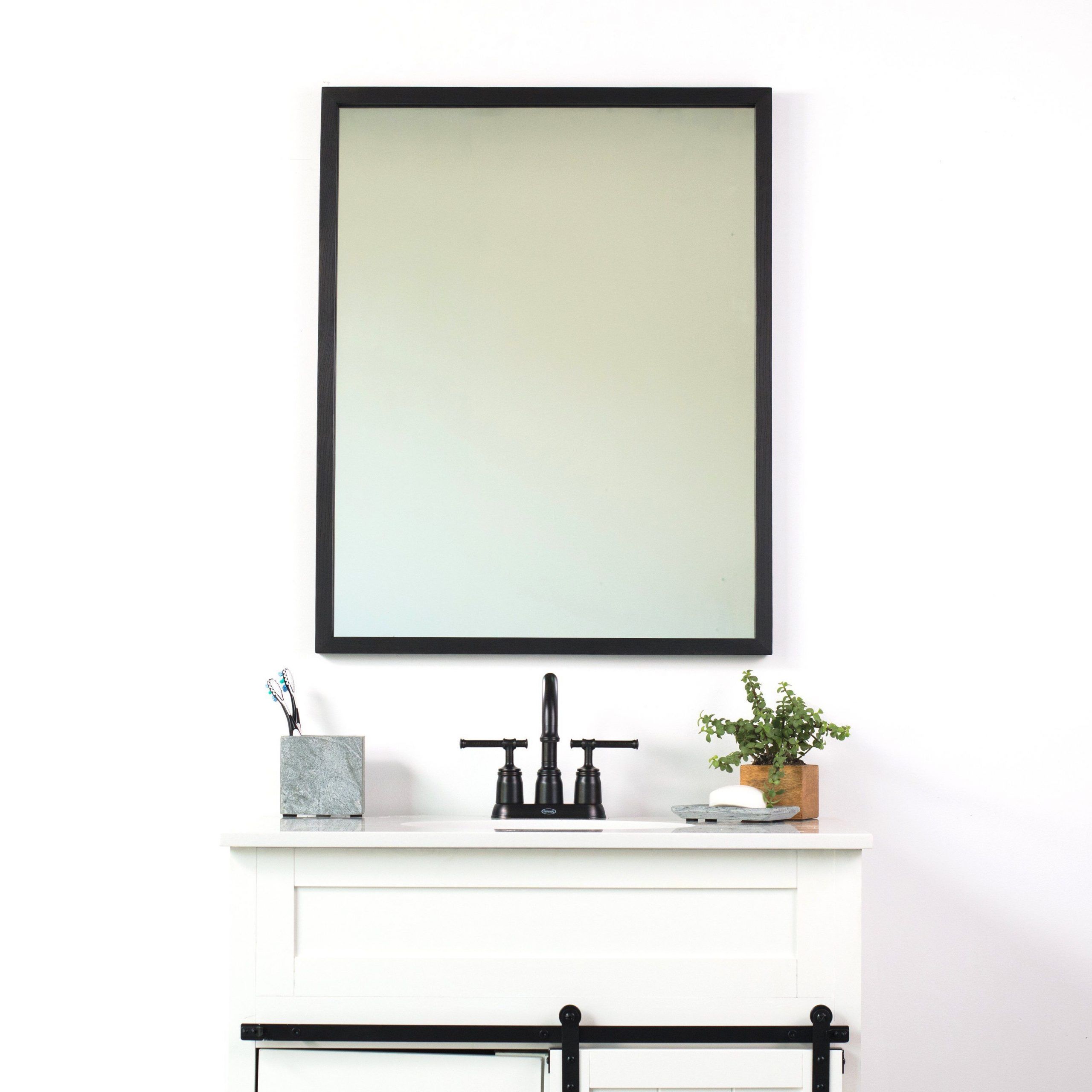 Most Popular Black Bathroom Wall Mirror Thin Wall Mirror Modern Rustic (View 1 of 15)