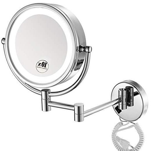 Most Popular Chrome Led Magnified Makeup Mirrors For Gurun  (View 15 of 15)
