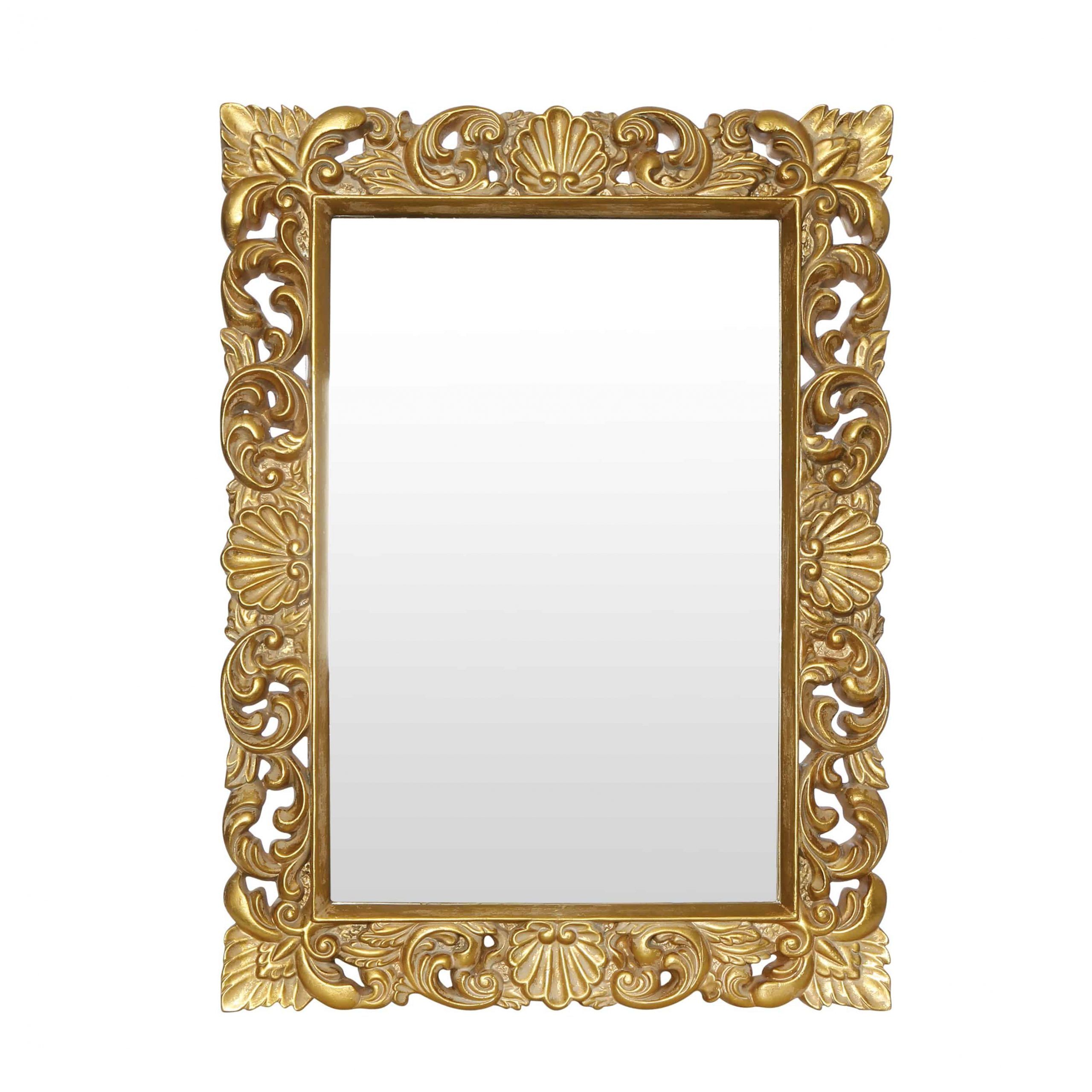 Most Recent Gold Scalloped Wall Mirrors Inside Gold Leaf Scallop Wall Mirror Rectangular – Antique Reproduction Shop (View 4 of 15)