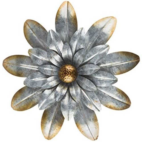 Most Recent Metal Flowers: Amazon Intended For Silver Flower Wall Art (View 12 of 15)