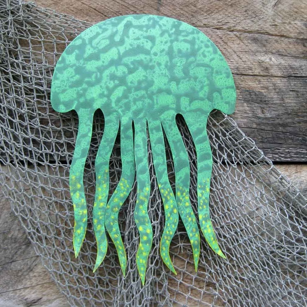 Most Recent Sea Wall Art In Buy Custom Sea Life Wall Art Sculpture – Jellyfish – Reclaimed Metal (View 11 of 15)