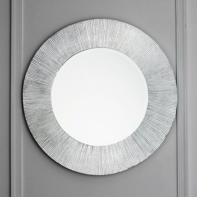 Most Recent Silver Leaf Round Wall Mirrors With Silver Leaf Groove Round Circle Mirror – Lamp Shades  Shades Of Light (View 12 of 15)