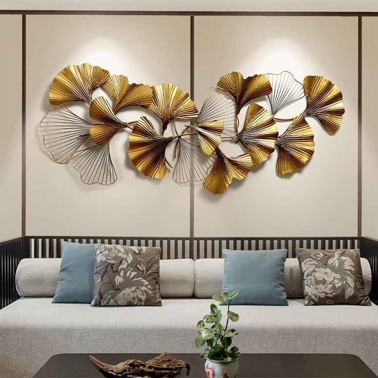 Most Recently Released 3d Golden Ginkgo Leaves Metal Wall Decor 55.1"w X  (View 3 of 15)