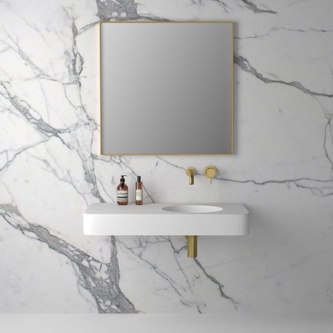 Most Recently Released Brushed Gold Metal Framed Bathroom Mirror In Brushed Gold Wall Mirrors (View 14 of 15)