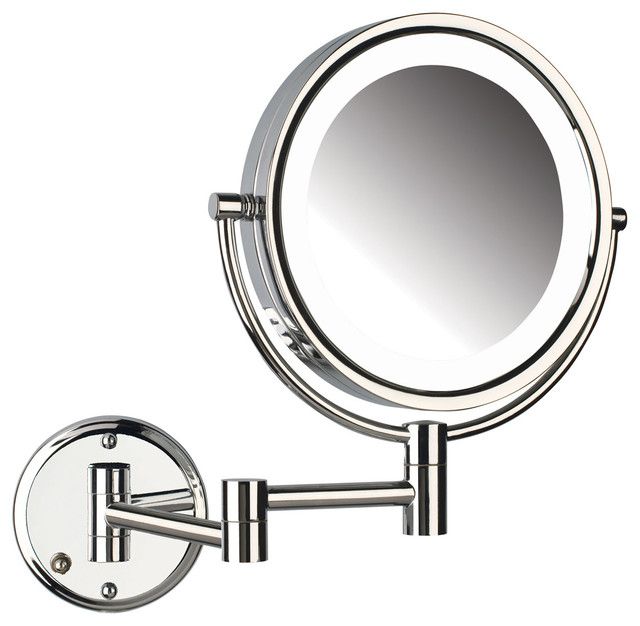 Most Recently Released Ceiling Hung Satin Chrome Wall Mirrors Inside Jerdon Hl88cld 8x Magnified Lighted Wall Mount Mirror, Chrome Finish (View 11 of 15)