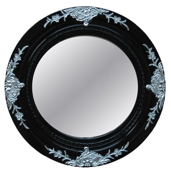 Most Recently Released Glossy Black Wall Mirrors In Traditional Glossy Black Decorative Round Framed Mirror – Free Shipping (View 8 of 15)
