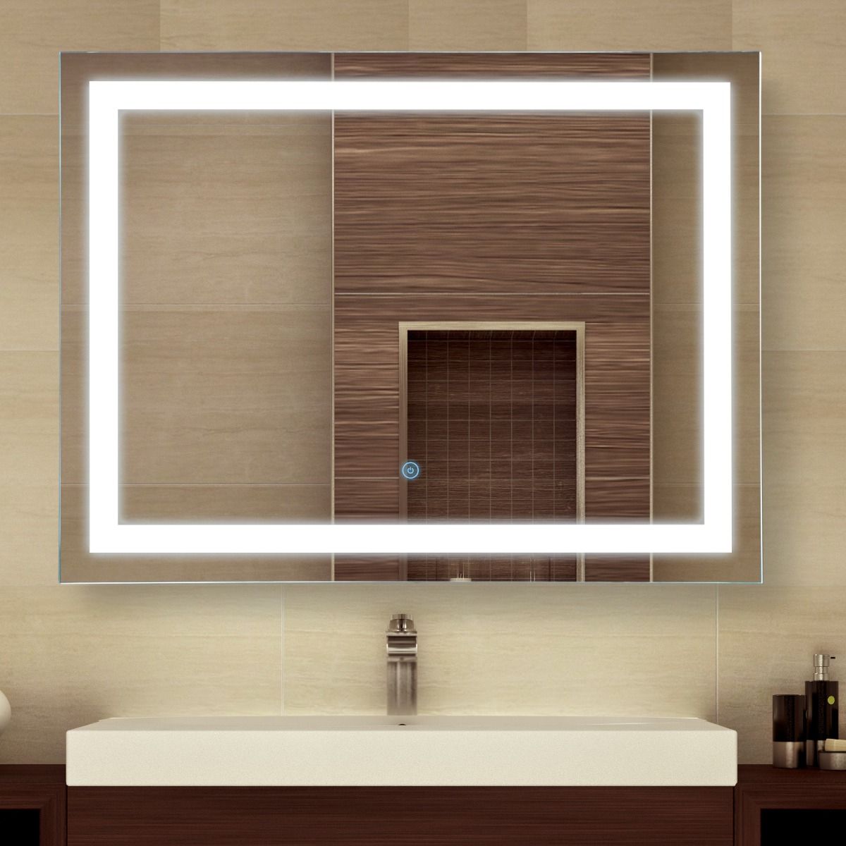 Most Recently Released Homcom Lighted Bathroom Mirror Touch Activated 32" Illuminated Bathroom Regarding Front Lit Led Wall Mirrors (View 3 of 15)