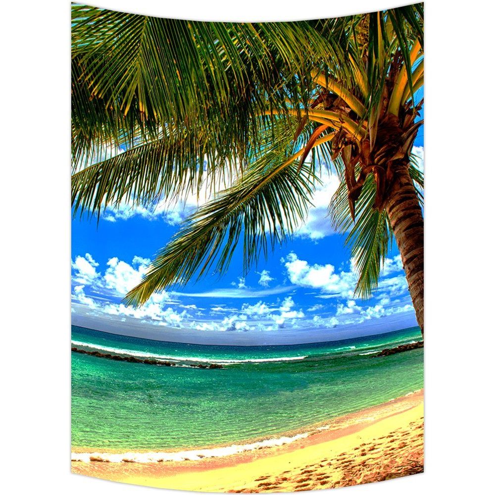 Most Recently Released Palms Wall Art Regarding Gckg Beach Palm Tree Wall Art Tapestries Home Decor Wall Hanging (View 3 of 15)