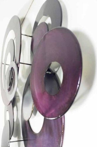 Most Recently Released Round Gray Disc Metal Wall Art With Regard To Metal Wall Art – Purple Linked Circle Disc Abstract (View 7 of 15)