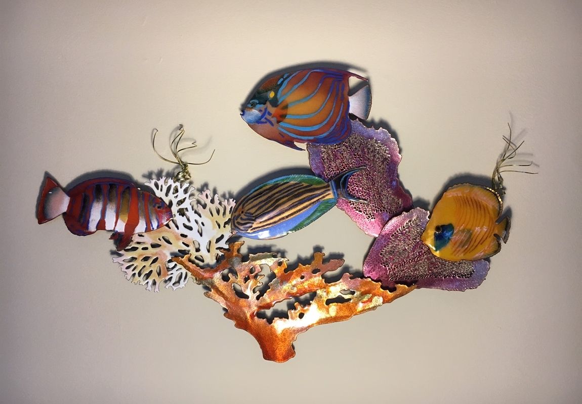 Most Recently Released Tropical Fish Scene Metal Wall Art Sculpturebovano Of Cheshire On Within Bronze Metal Wall Sculptures (View 4 of 15)