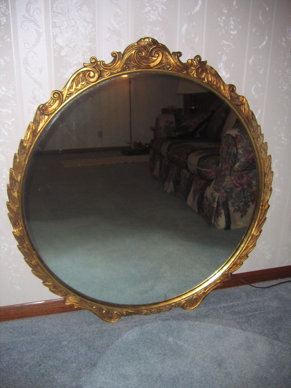 Most Up To Date Antique Iron Round Wall Mirrors Inside Antique Vintage Gold Gilt 41 1/2in (View 7 of 15)