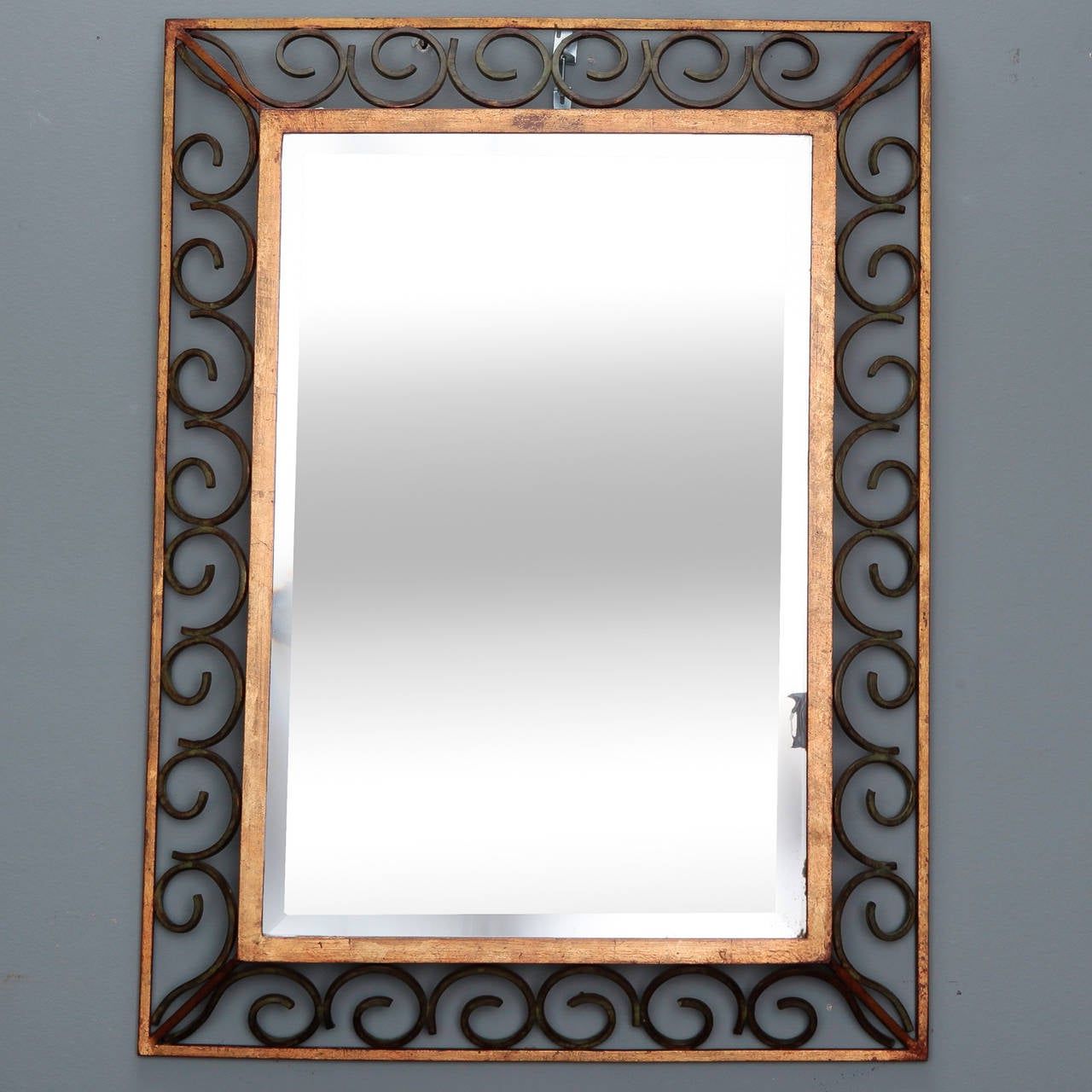 Most Up To Date Art Deco Gilt Iron Framed Rectangular Mirror For Sale At 1stdibs In Natural Iron Rectangular Wall Mirrors (View 12 of 15)
