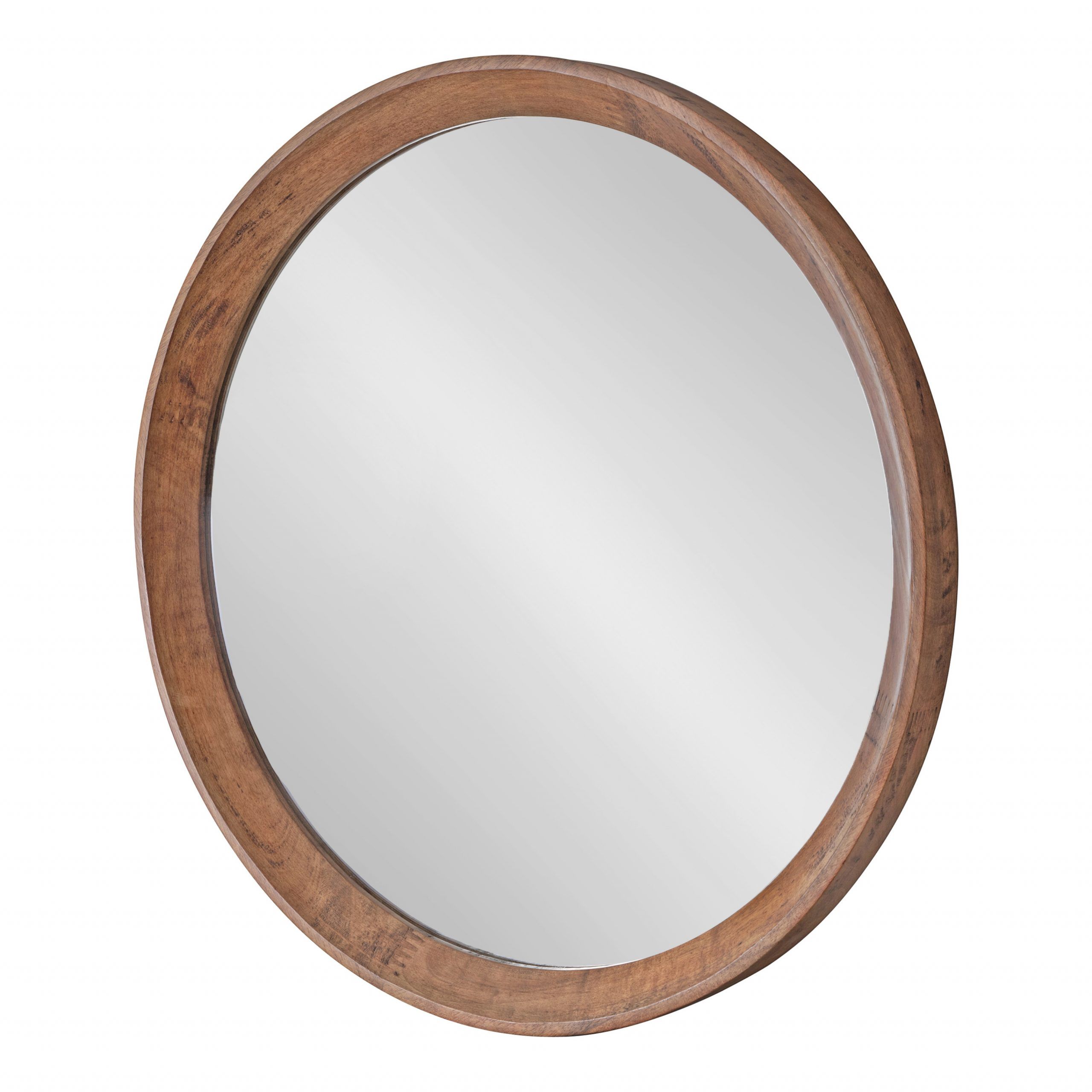 Most Up To Date Kate And Laurel Hartman Transitional Round Wood Framed Wall Mirror, 30 Regarding Medium Brown Wood Wall Mirrors (View 13 of 15)
