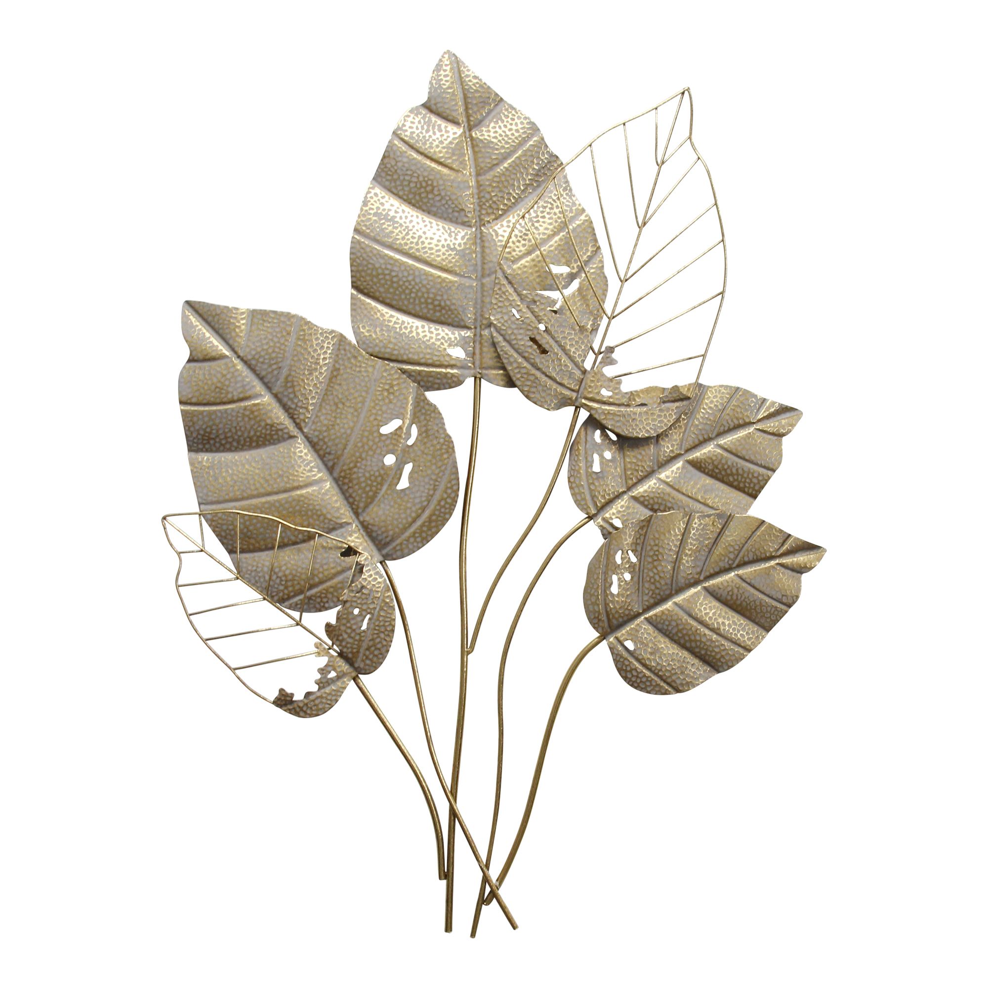 Most Up To Date Stratton Home Decor Metal Gold Leaves Wall Decor – Walmart Throughout Leaf Metal Wall Art (View 12 of 15)