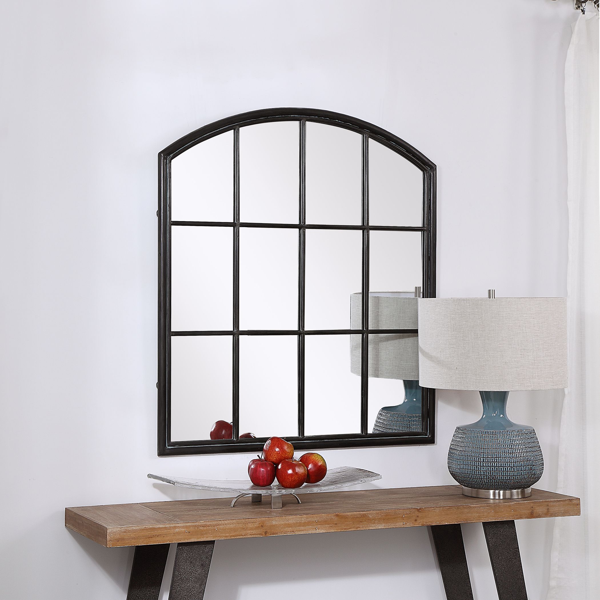 Most Up To Date Uttermost Lyda Aged Black Arch Mirror Intended For Black Metal Arch Wall Mirrors (View 9 of 15)