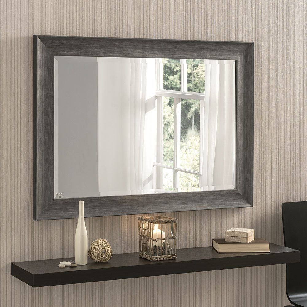 Most Up To Date Yg224 Light Grey Modern Wood Effect Rectangle Wall Mirror For Gray Washed Wood Wall Mirrors (View 10 of 15)