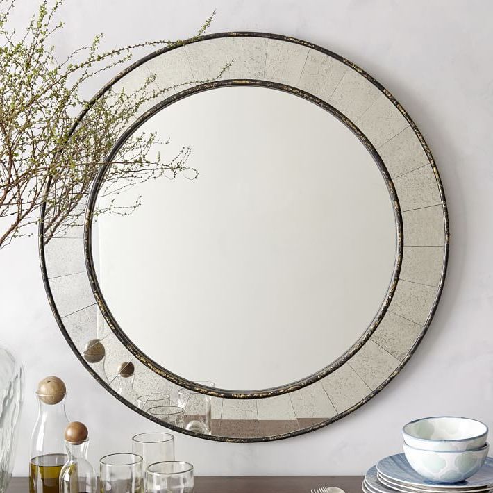Newest Antique Iron Round Wall Mirrors Intended For Antique Tiled Round Mirror (View 6 of 15)