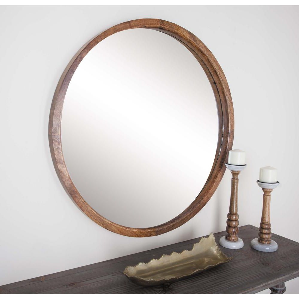 Newest Brown Leather Round Wall Mirrors Intended For 30 In (View 4 of 15)
