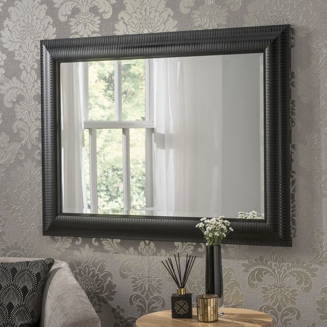 Newest Glossy Black Wall Mirrors With Yg226 Black Modern Rectangle Wall Framed Mirror With Gloss Pinstripe (View 11 of 15)