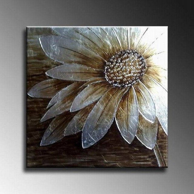 Newest Silver Flower Wall Art Intended For Abstract Painting On Canvas,silver Flower Oil Paintings, Modern Flower (View 5 of 15)