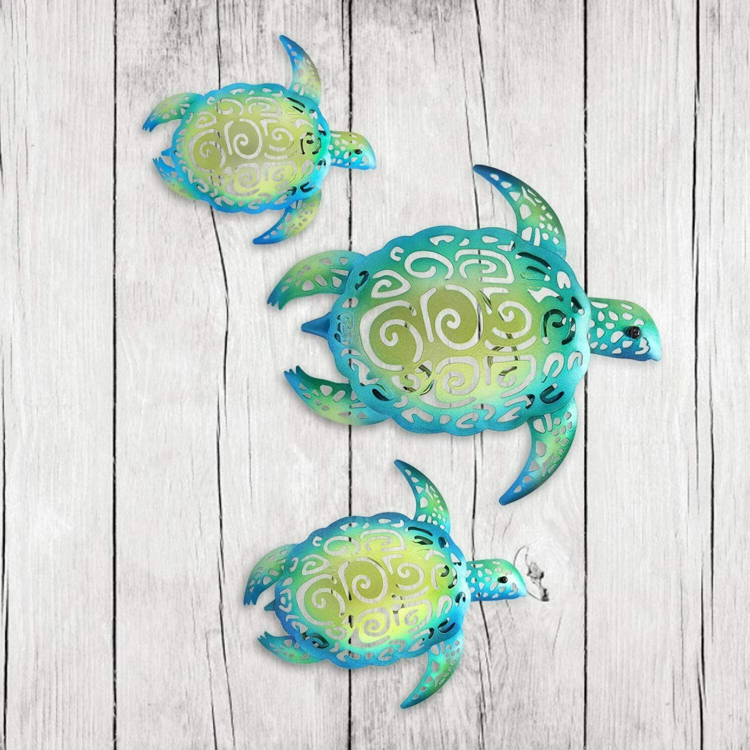 Ocean Metal Wall Art With Regard To Current Set Of 3 Metal Sea Turtle Beach Theme Decor Wall Art Decorations Indoor (View 7 of 15)