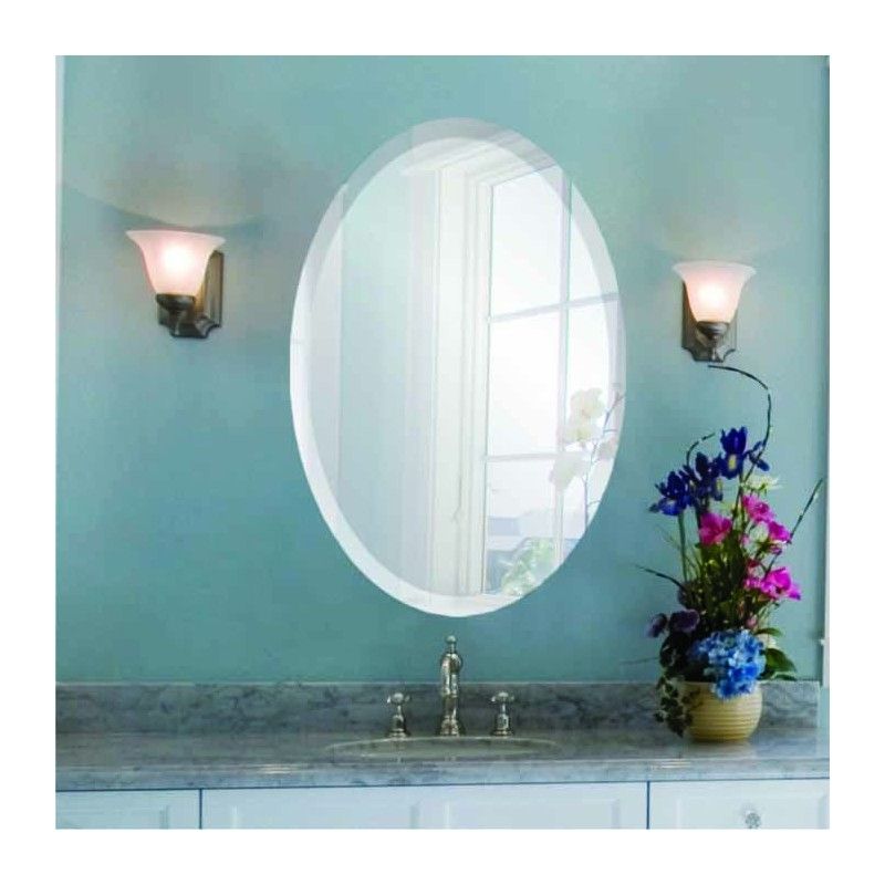 Oval 24" X 36" Frameless Beveled Mirror For Preferred Oval Frameless Led Wall Mirrors (View 8 of 15)