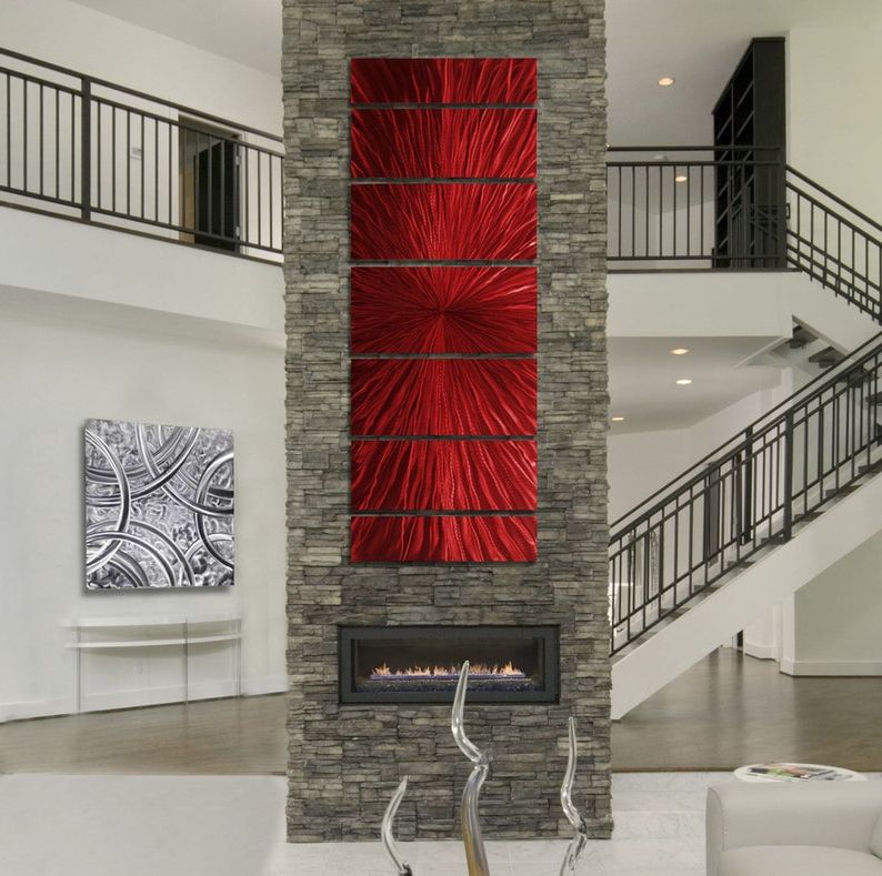 Painted Metal Wall Art Throughout Most Popular Red Metal Wall Art Multi Panel Wall Art Abstract Painting (View 6 of 15)
