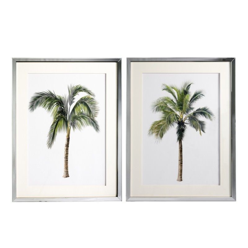 Palm Tree 2 Piece Mirror Framed Wall Art Print Set,  (View 13 of 15)