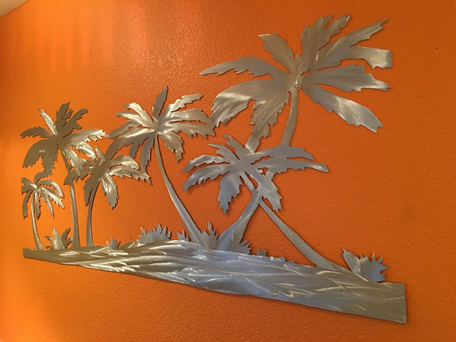 Palm Trees On Beach Metal Wall Artwork Hand Cut Unique Large Aluminum Throughout Well Known Ocean Metal Wall Art (View 4 of 15)