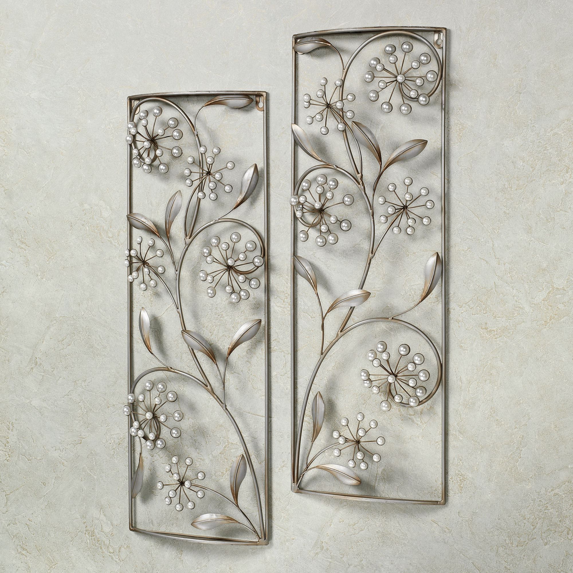 Pearlette Metal Wall Art Panel Set Throughout Preferred Silver Flower Wall Art (View 8 of 15)