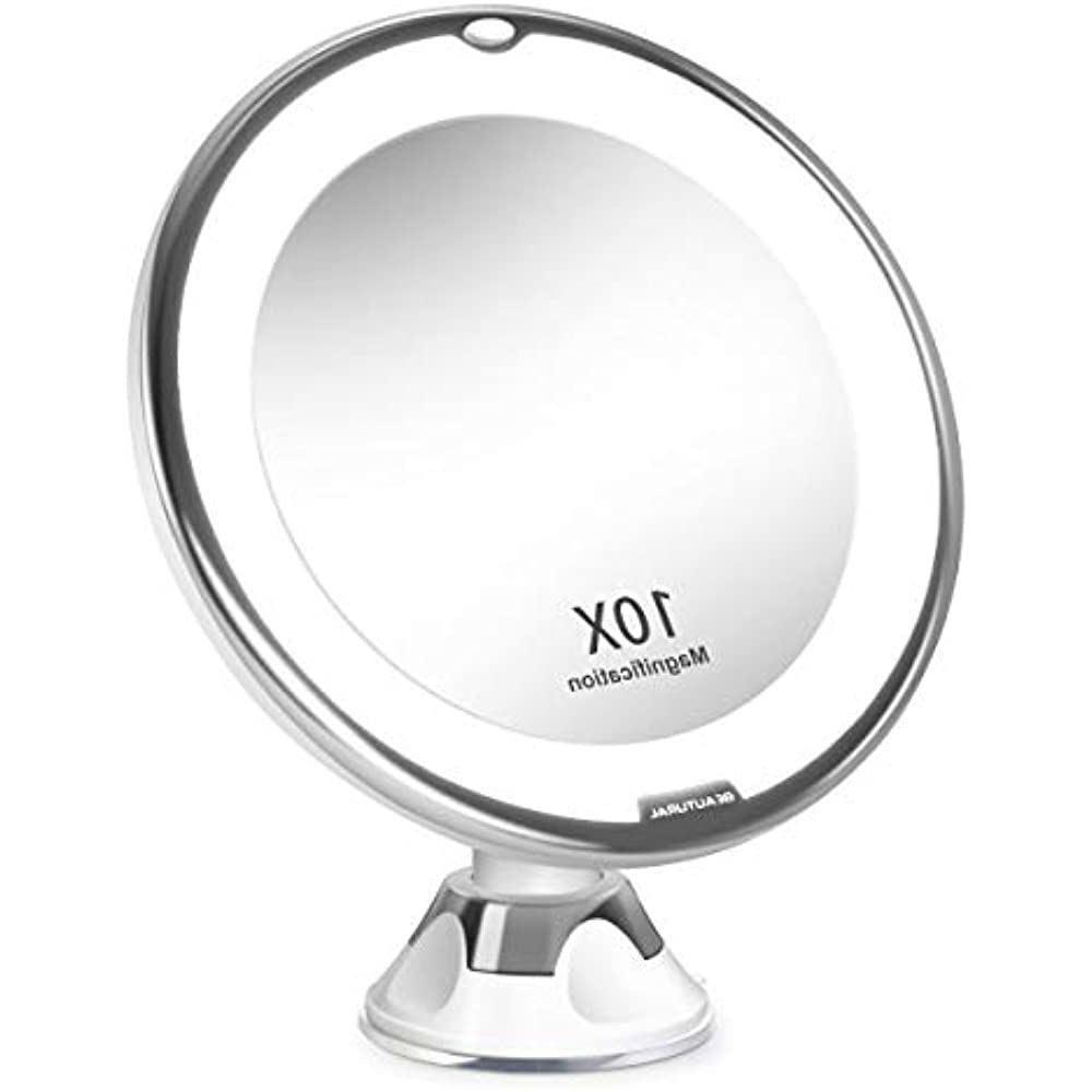 Popular 10x Magnifying Makeup Mirrors Lighted Vanity Natural White Led, 360 For Led Lighted Makeup Mirrors (View 3 of 15)