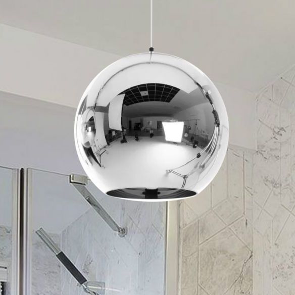 Popular 6"/8"/10"w Mirror Ball Pendant Lighting Contemporary Glass 1 Light With Ceiling Hung Satin Chrome Wall Mirrors (View 6 of 15)