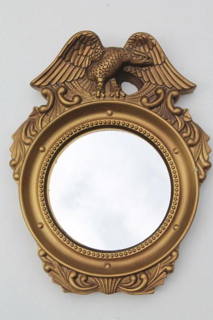 Popular Antique Iron Round Wall Mirrors With Small Round Mirror In Gold Plaster Federal Eagle Frame, Vintage (View 5 of 15)
