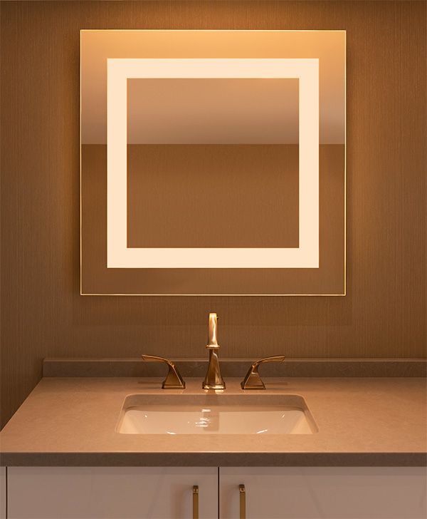 Popular Edge Lit Led Wall Mirrors Throughout Edge Lighting – Plaza Small Tunable White Mirror – Tunable White Led (View 3 of 15)
