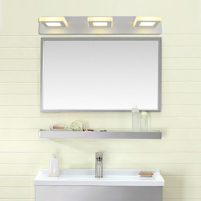Popular Juno New 3 Square White Wall Mount Led Lighted Mirrors For Makeup Inside White Square Wall Mirrors (View 9 of 15)