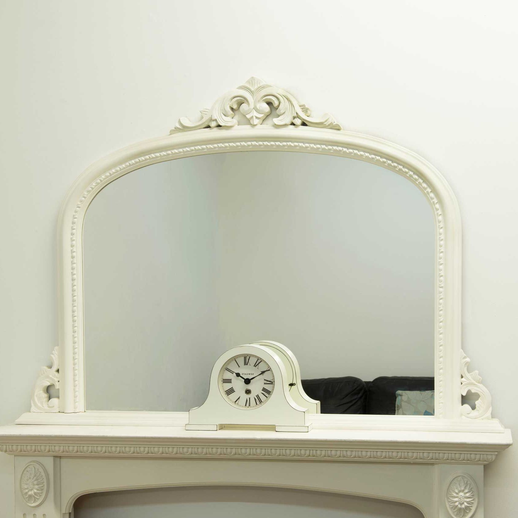 Popular Silver Arch Mirrors Throughout Lucy White Arch Top Overmantle Mirror – Ayers And Graces (View 4 of 15)