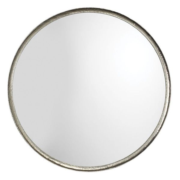 Popular Silver Leaf Round Wall Mirrors Intended For Shop 36" Silver Leaf Metal Refined Round Mirror – Free Shipping Today (View 8 of 15)