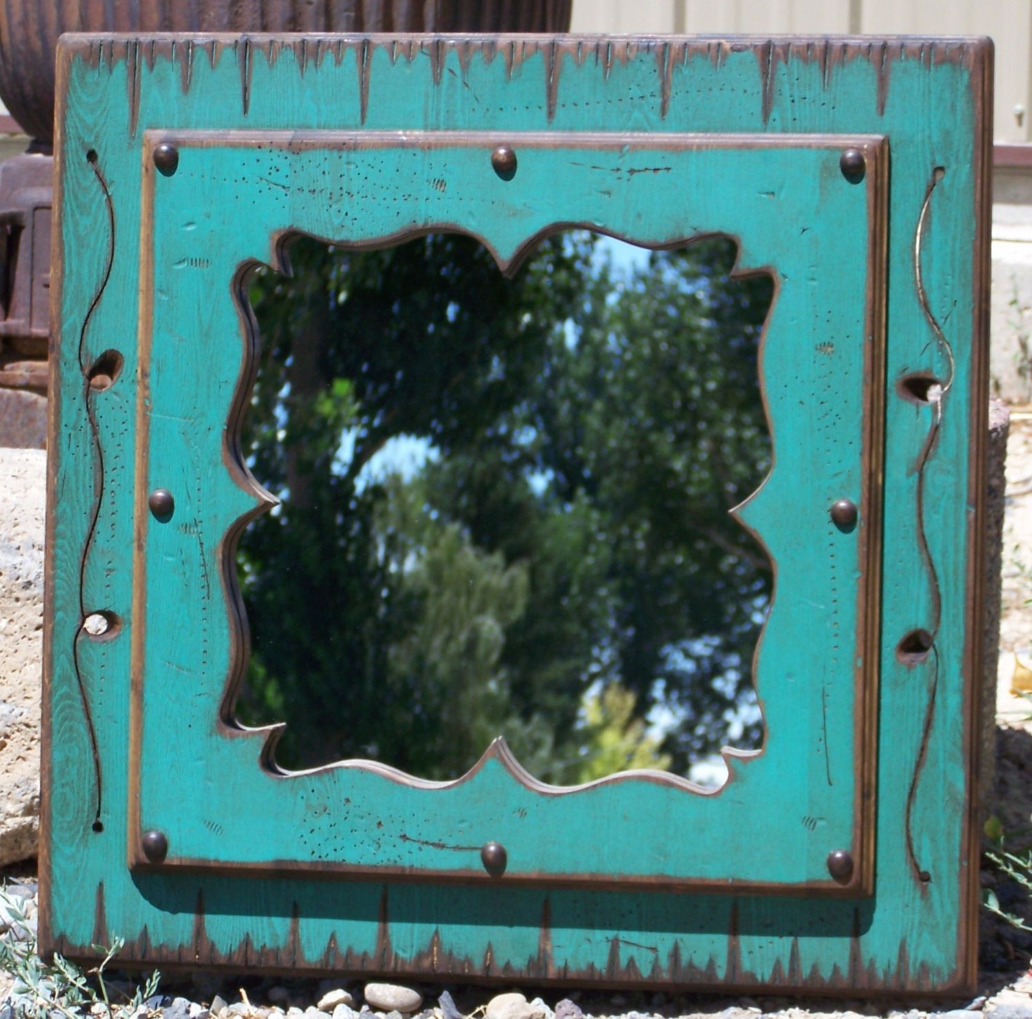 Popular Western Wall Mirrors In Wood Western Decorative Mirror Wood Framed Distressed Mirror (View 13 of 15)