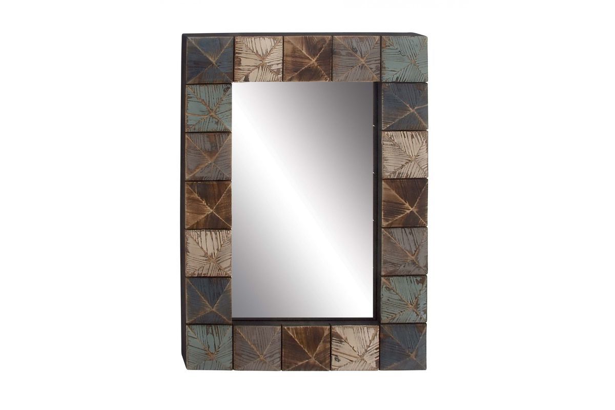 Popular White Square Wall Mirrors In Rustic Reflections Rectangular Wall Mirror With Distressed Multicolor (View 10 of 15)