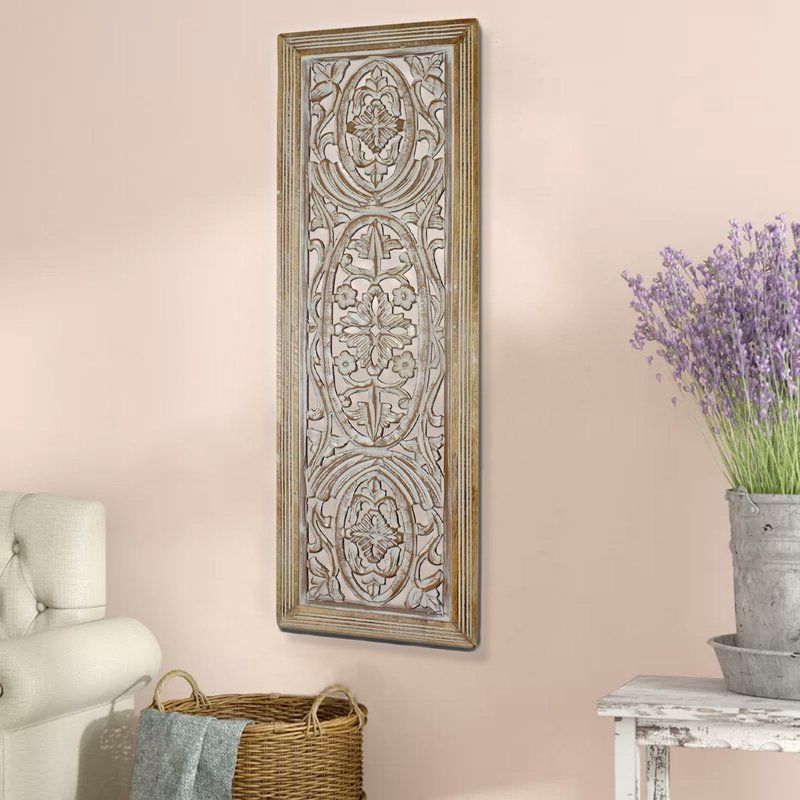 Preferred Bungalow Rose Rectangular Mango Wood Panel With Intricate Carving Wall Within Filigree Screen Wall Art (View 8 of 15)