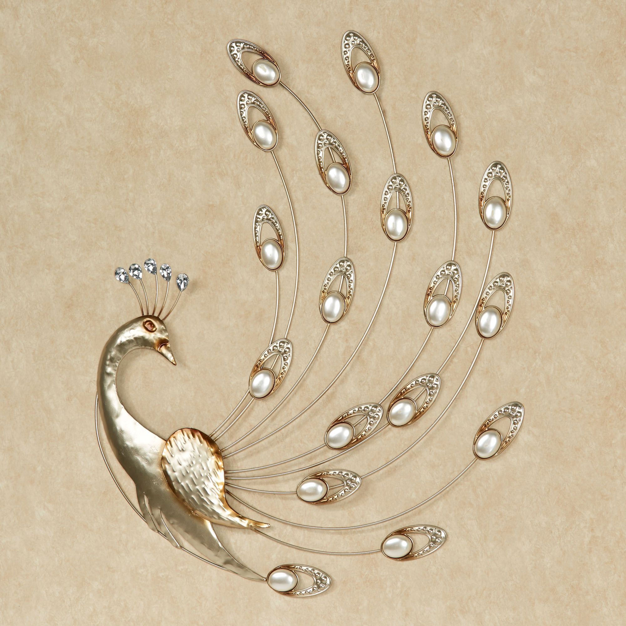 Preferred Julietta Pearl Peacock Metal Wall Art In Gold And White Metal Wall Art (View 7 of 15)