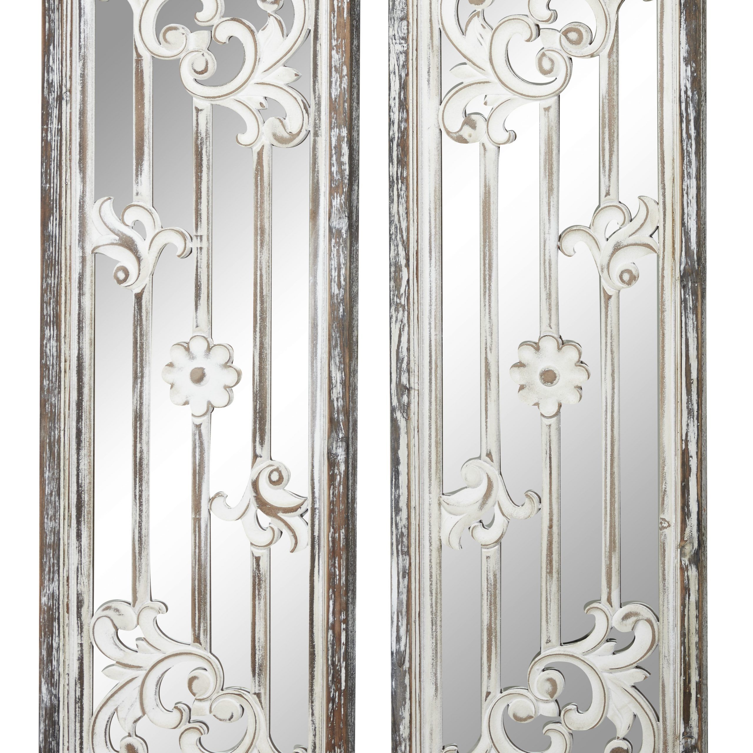 Preferred White Wood Wall Mirrors Throughout Decmode – Vintage Rectangular Wall Mirrors W/ Decorative Distressed (View 15 of 15)