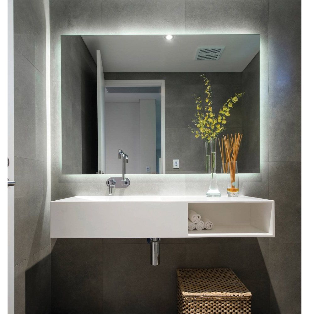 Rear Soft Glow Led Backlit Bathroom Mirror – (90 X 75cm) Or (120 X 80cm Throughout Well Known Edge Lit Square Led Wall Mirrors (View 12 of 15)