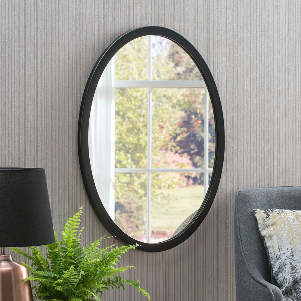 Recent Ceiling Hung Oval Mirrors Intended For Classic Oval Black Framed Mirror (View 7 of 15)