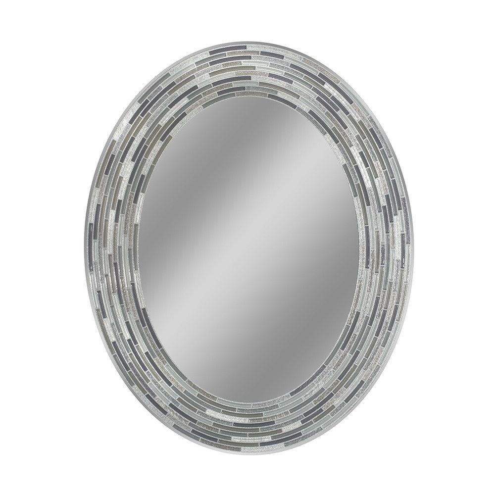 Recent Charcoal Gray Wall Mirrors Regarding Headwestheadwest Reeded Charcoal Tiles Oval Wall Mirror – Black/grey (View 10 of 15)